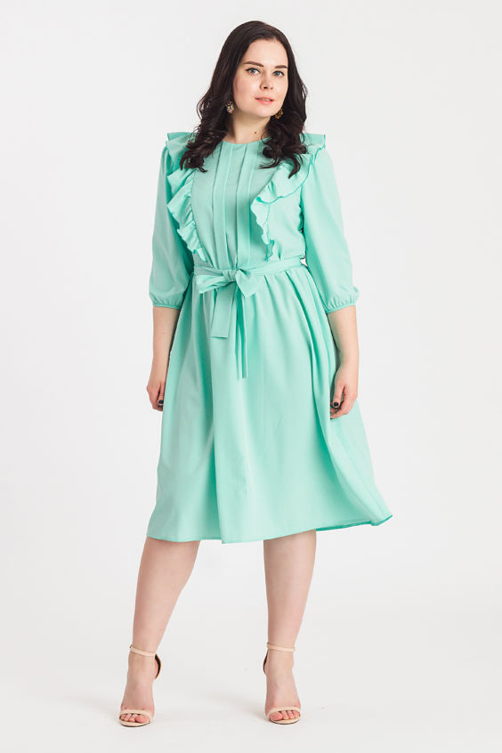 Платье с рюшами S18036